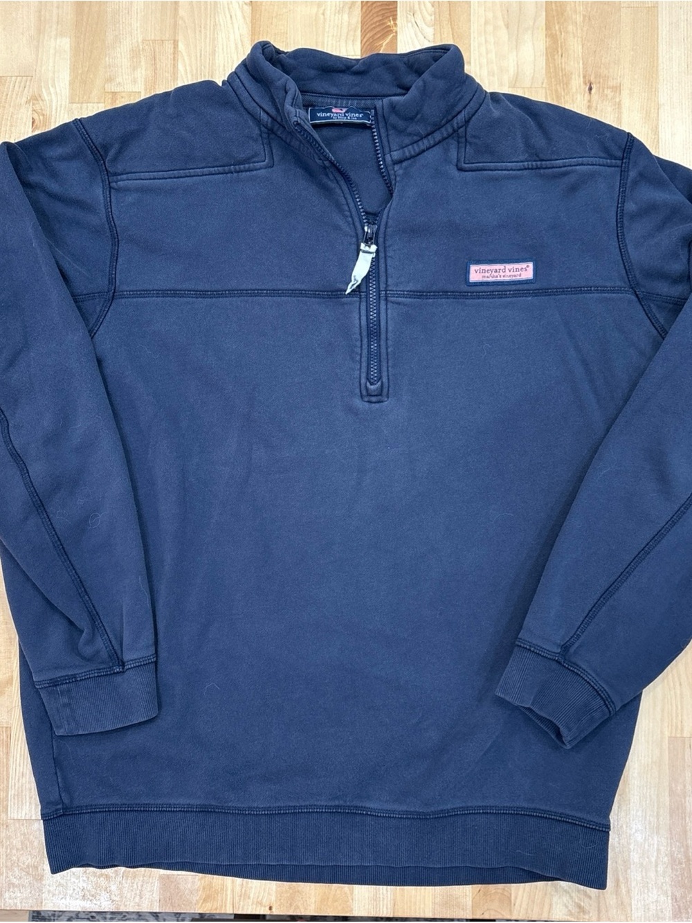 Vineyard Vines Mens L Navy Blue Cotton Quarter Zip Pullover Sweatshirt Logo